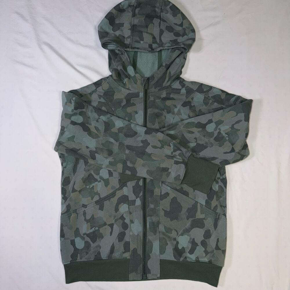 All In Motion Girls Green Camo Zip Up Hoodie- XL Size 14